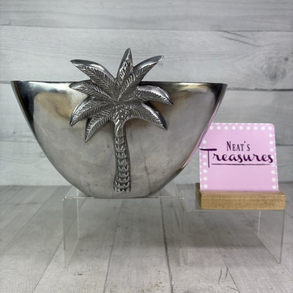 Vintage IHI Silver PINEAPPLE Pewter Metal Tropical Square Serving Decor Bowl